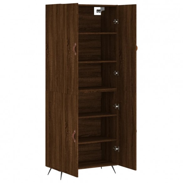 Buffet haut Chêne marron 69,5x34x180 cm Bois d'ingénierie