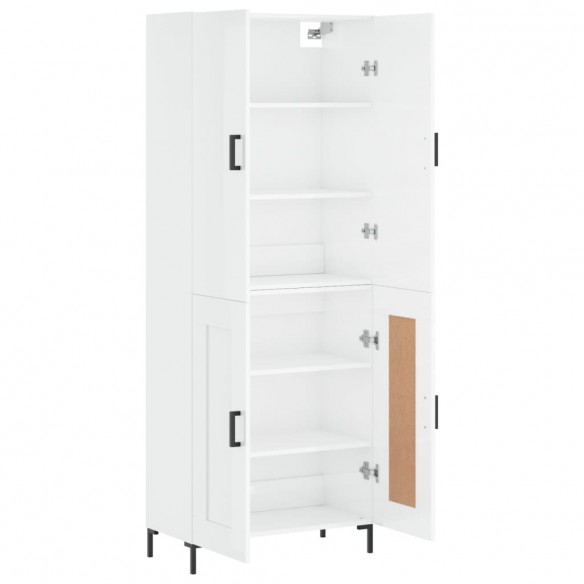 Buffet haut Blanc brillant 69,5x34x180 cm Bois d'ingénierie