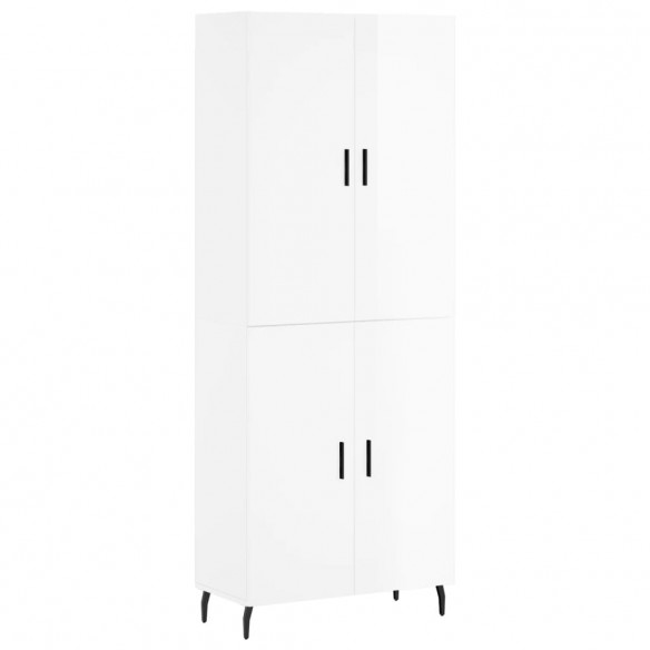 Buffet haut Blanc brillant 69,5x34x180 cm Bois d'ingénierie