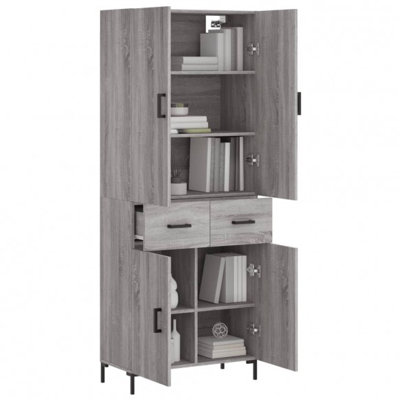 Buffet haut Sonoma gris 69,5x34x180 cm Bois d'ingénierie