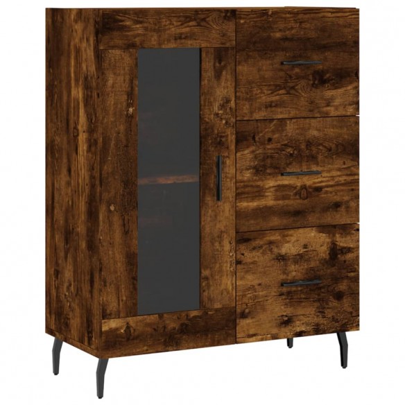 Buffet haut Chêne fumé 69,5x34x180 cm Bois d'ingénierie