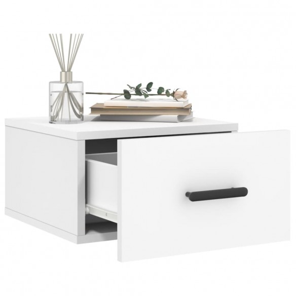 Table de chevet murale blanc 35x35x20 cm