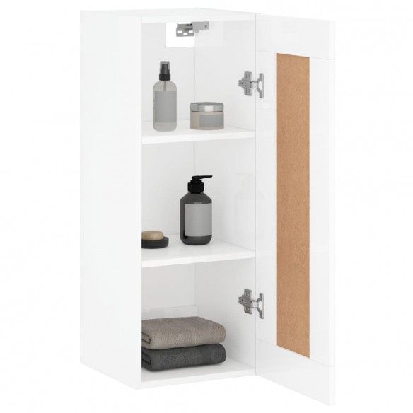 Armoire murale blanc brillant 34,5x34x90 cm bois d'ingénierie