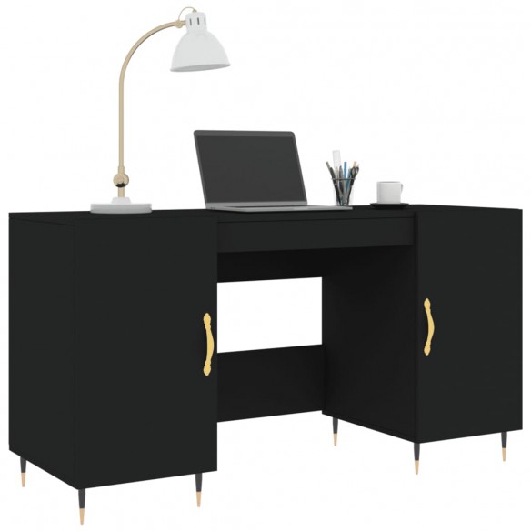 Bureau noir 140x50x75 cm bois d'ingénierie