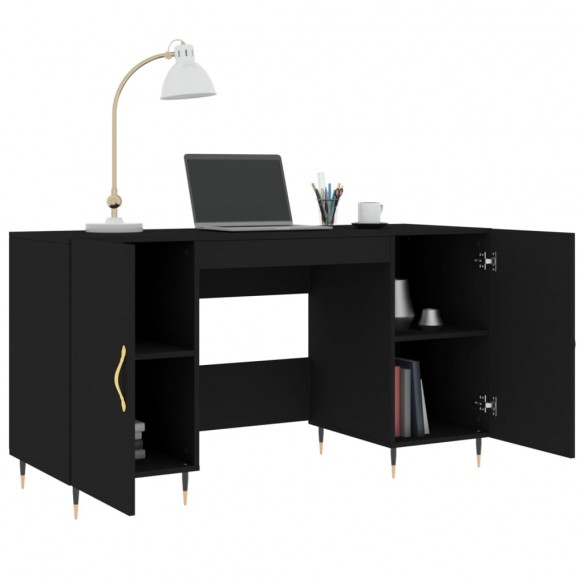 Bureau noir 140x50x75 cm bois d'ingénierie