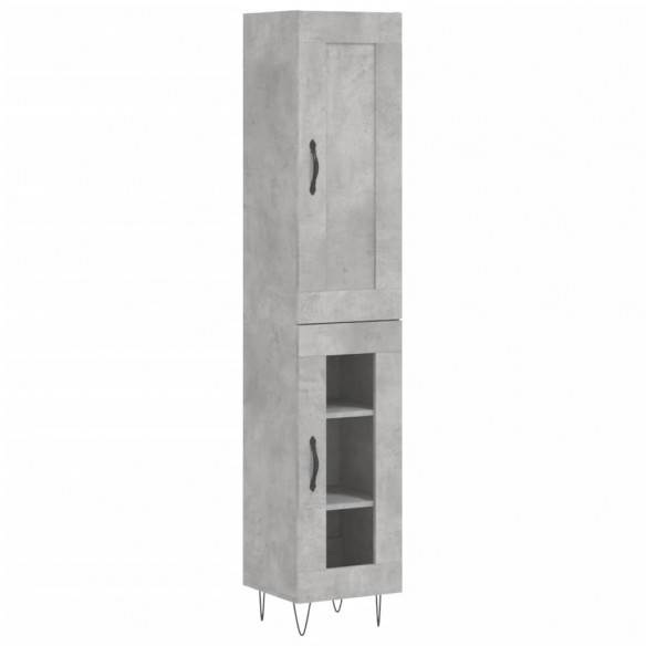 Buffet haut Gris béton 34,5x34x180 cm Bois d'ingénierie