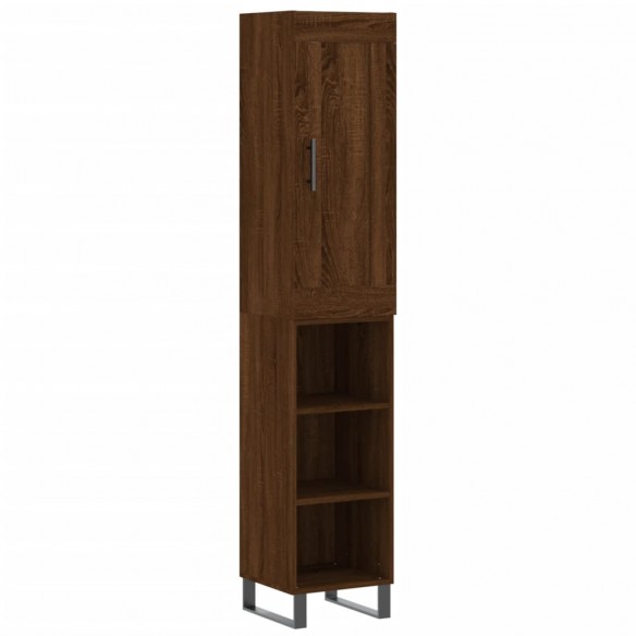 Buffet haut Chêne marron 34,5x34x180 cm Bois d'ingénierie