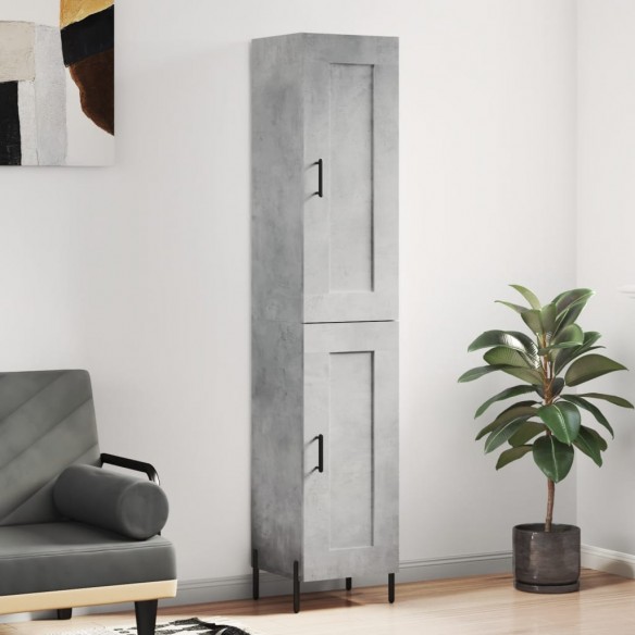 Buffet haut Gris béton 34,5x34x180 cm Bois d'ingénierie