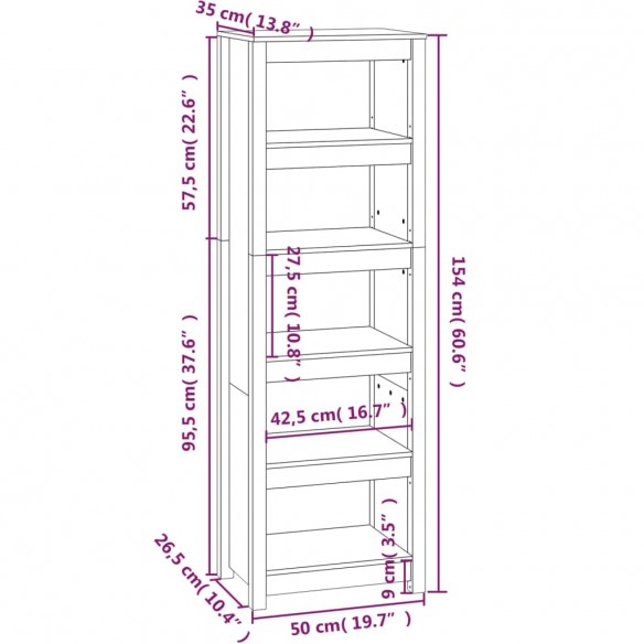 Bibliothèque Gris 50x35x154 cm Bois de pin massif