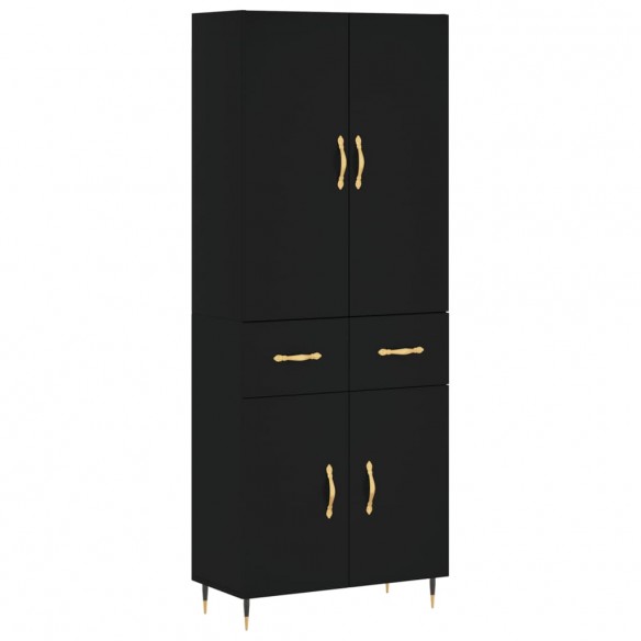 Buffet haut Noir 69,5x34x180 cm Bois d'ingénierie