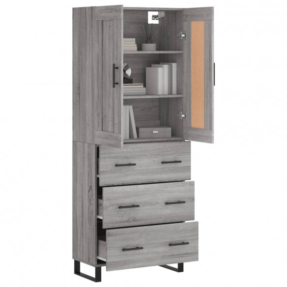 Buffet haut Sonoma gris 69,5x34x180 cm Bois d'ingénierie