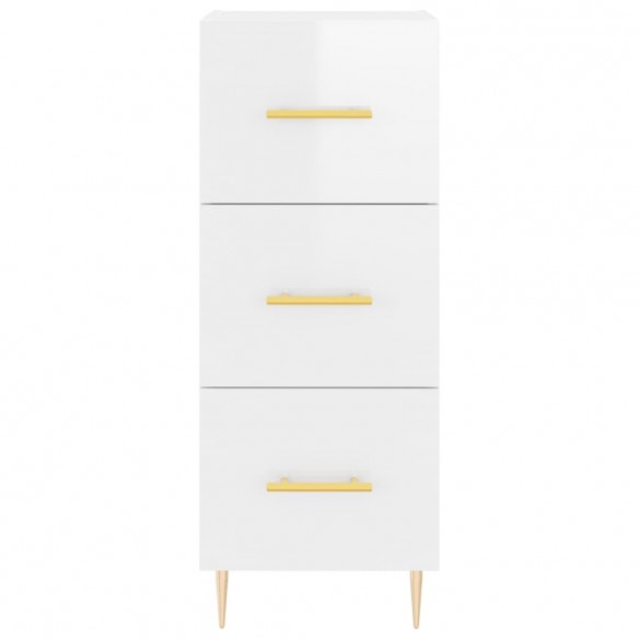 Buffet haut Blanc brillant 34,5x34x180 cm Bois d'ingénierie