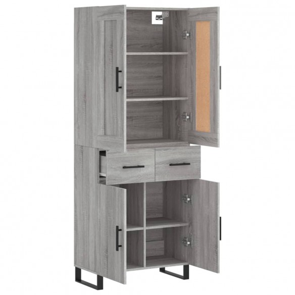 Buffet haut Sonoma gris 69,5x34x180 cm Bois d'ingénierie