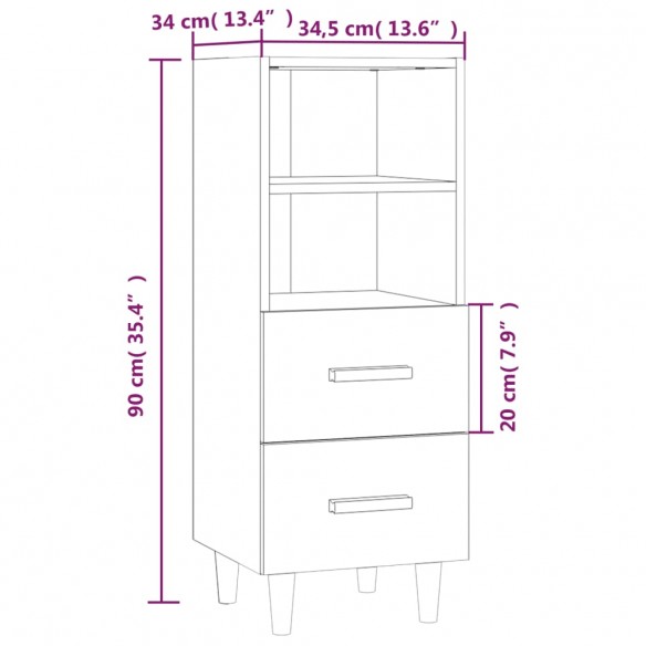 Buffet Blanc 34,5x34x90 cm Bois d'ingénierie