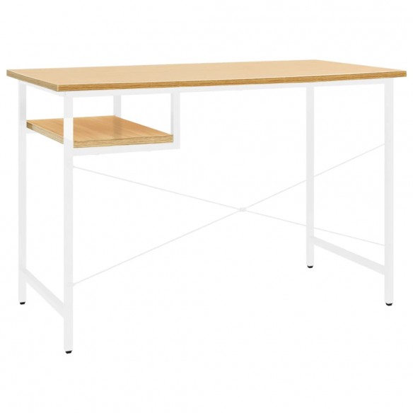 Bureau d'ordinateur Blanc/chêne clair 105x55x72 cm MDF et métal