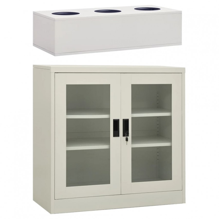 Armoire de bureau et jardinière Gris clair 90x40x113 cm Acier