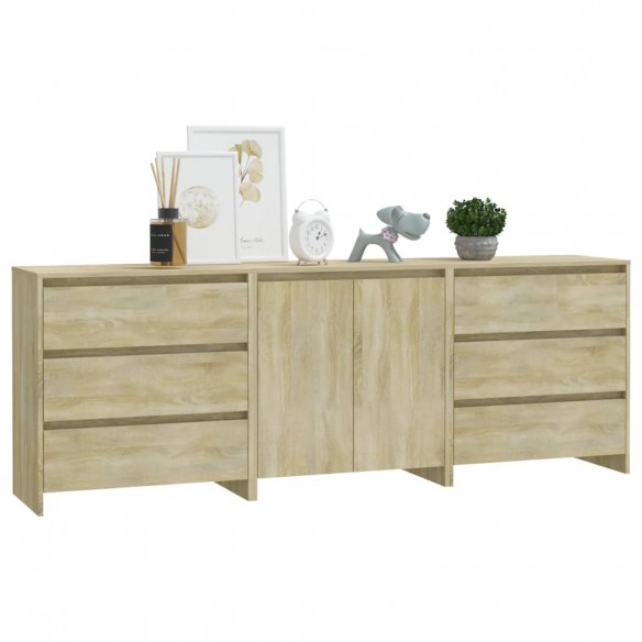 Buffets 3 pcs Chêne sonoma Bois d'ingénierie