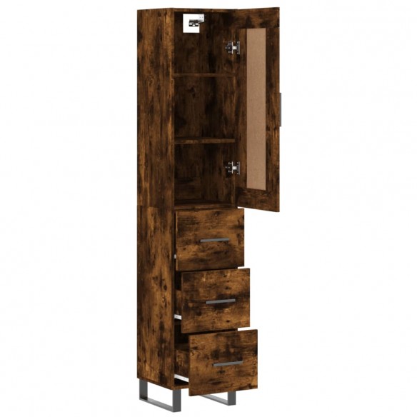 Buffet haut Chêne fumé 34,5x34x180 cm Bois d'ingénierie