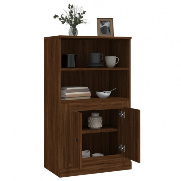 Buffet haut chêne marron 60x35,5x103,5 cm bois d'ingénierie