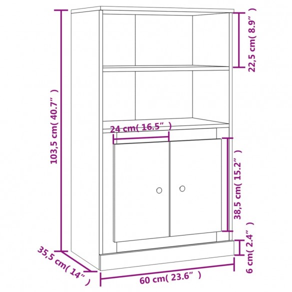 Buffet haut chêne marron 60x35,5x103,5 cm bois d'ingénierie