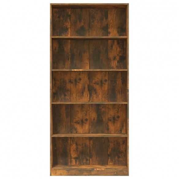 Bibliothèque 5 niveaux Chêne fumé 80x24x175cm Bois d'ingénierie