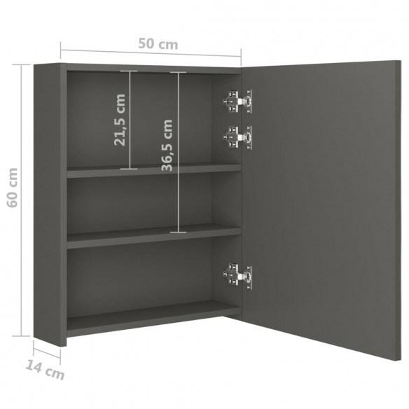 Armoire de salle de bain à miroir LED anthracite 50x14x60 cm