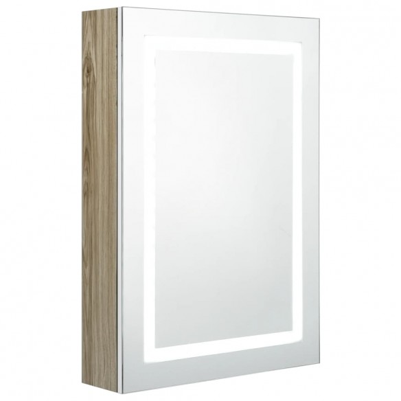 Armoire de salle de bain à miroir LED blanc et chêne 50x13x70cm