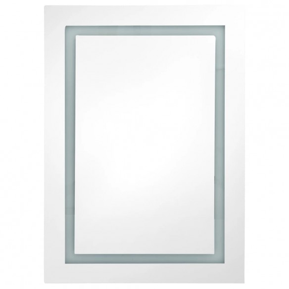 Armoire de salle de bain à miroir LED blanc et chêne 50x13x70cm