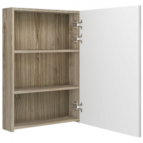 Armoire de salle de bain à miroir LED blanc et chêne 50x13x70cm