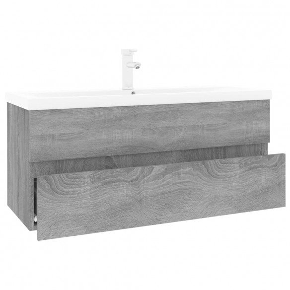 Meuble lavabo avec bassin intégré Sonoma gris Bois d'ingénierie