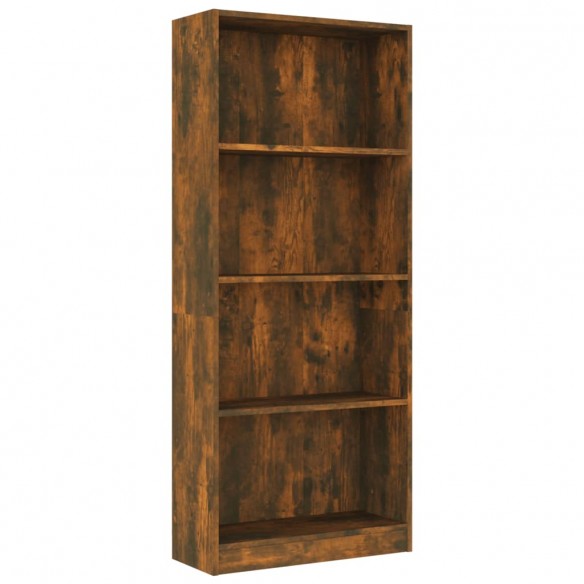 Bibliothèque 4 niveaux Chêne fumé 60x24x142cm Bois d'ingénierie