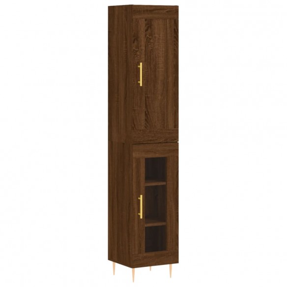 Buffet haut chêne marron 34,5x34x180 cm bois d'ingénierie