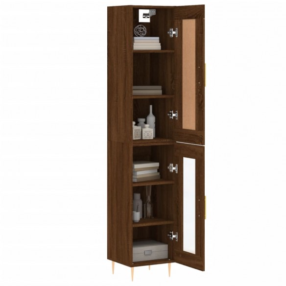 Buffet haut chêne marron 34,5x34x180 cm bois d'ingénierie