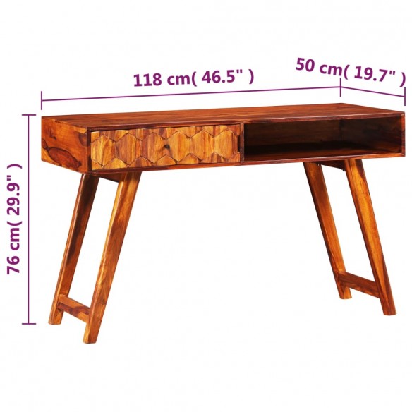 Table d'écriture Bois massif de Sesham 118 x 50 x 76 cm