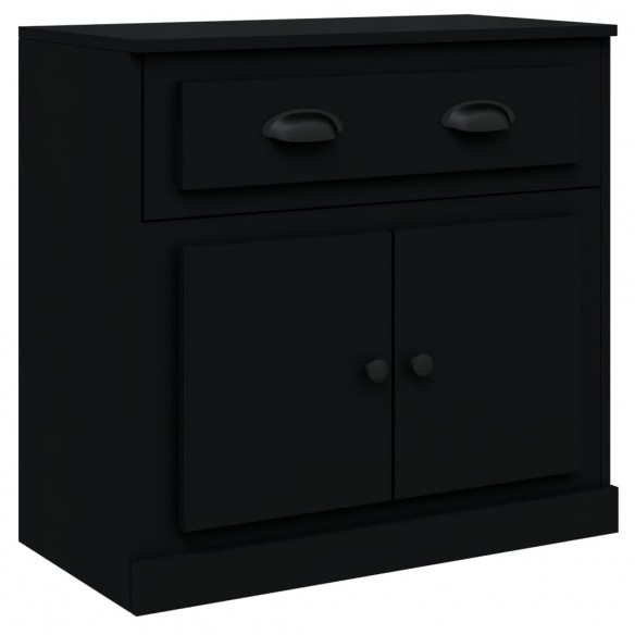 Buffets 3 pcs noir bois d'ingénierie