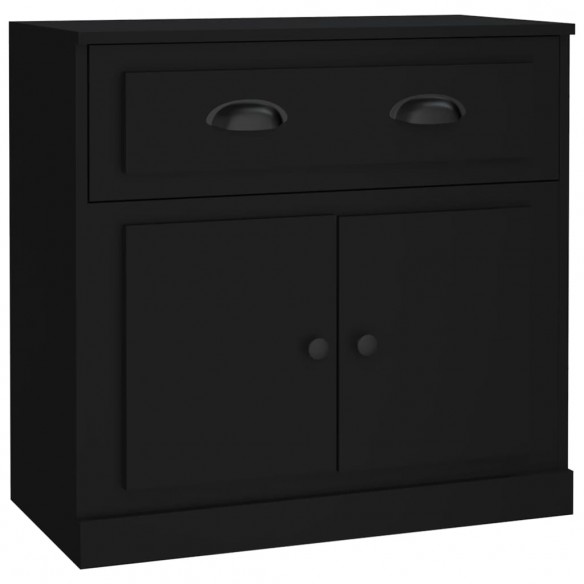 Buffets 2 pcs noir bois d'ingénierie