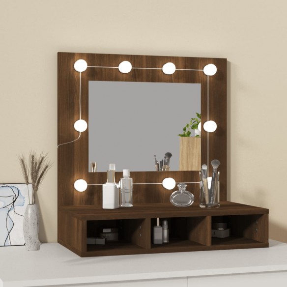 Armoire à miroir avec LED Chêne marron 60x31,5x62 cm