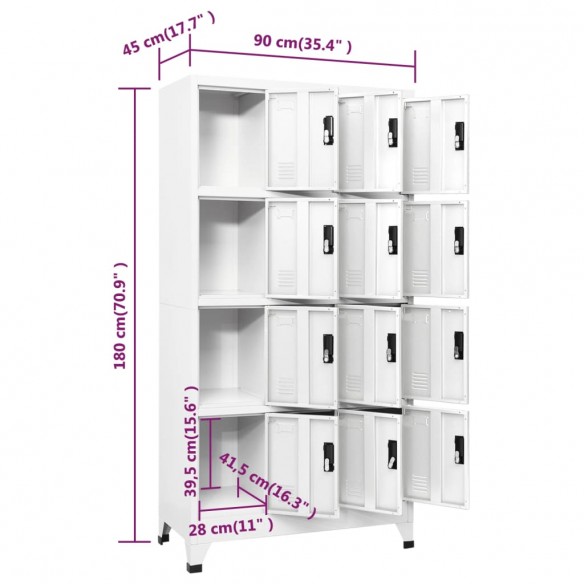 Armoire à casiers Blanc 90x45x180 cm Acier