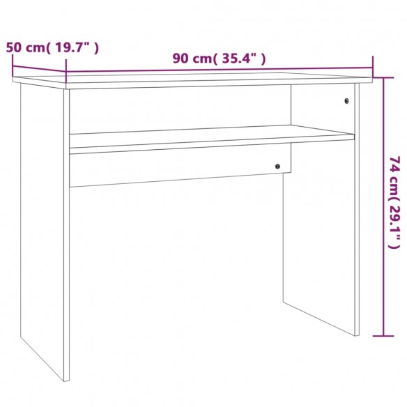 Bureau Chêne fumé 90x50x74 cm Bois d'ingénierie