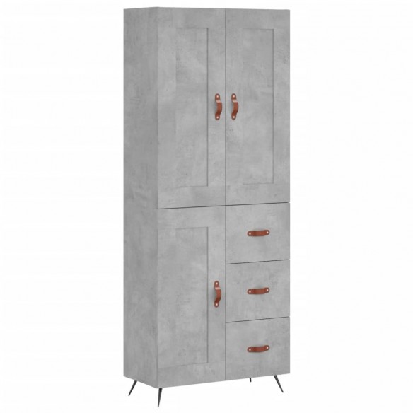 Buffet haut Gris béton 69,5x34x180 cm Bois d'ingénierie