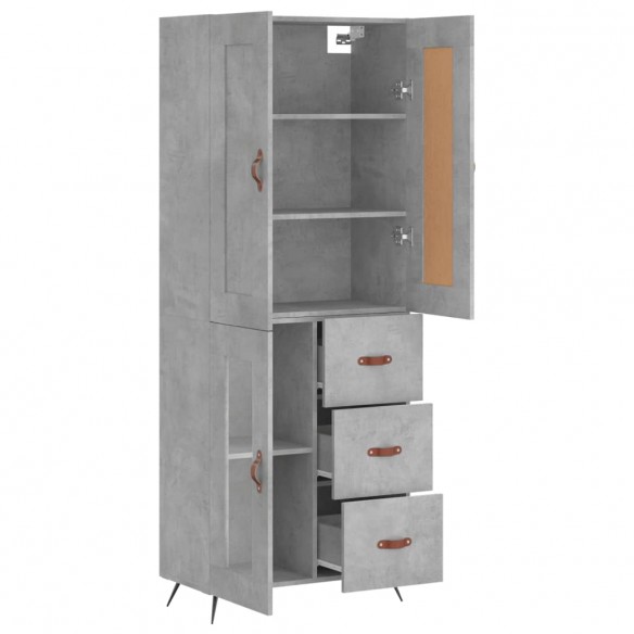 Buffet haut Gris béton 69,5x34x180 cm Bois d'ingénierie