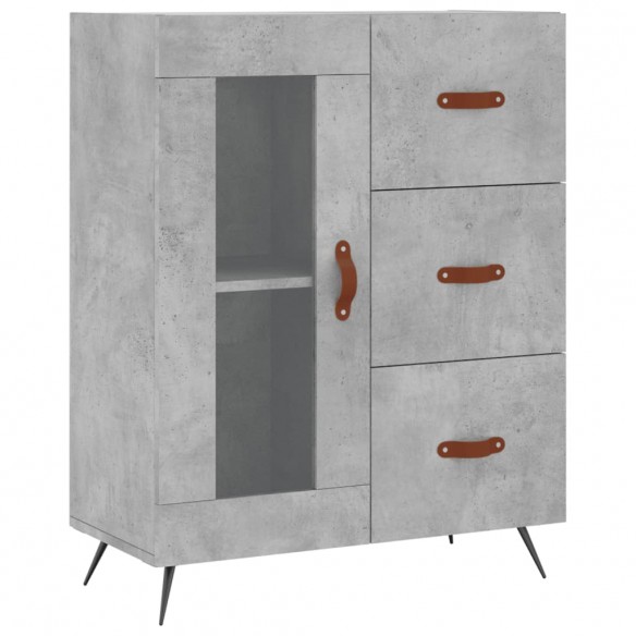 Buffet haut Gris béton 69,5x34x180 cm Bois d'ingénierie