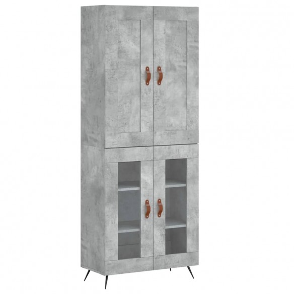 Buffet haut Gris béton 69,5x34x180 cm Bois d'ingénierie