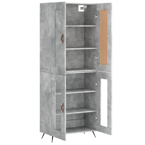 Buffet haut Gris béton 69,5x34x180 cm Bois d'ingénierie