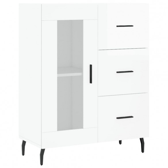 Buffet haut Blanc brillant 69,5x34x180 cm Bois d'ingénierie