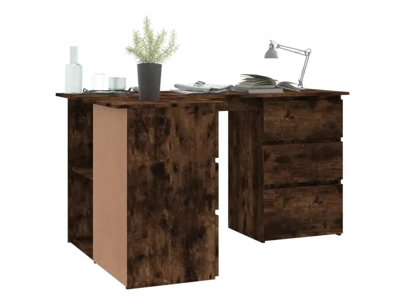 Bureau d'angle Chêne fumé 145x100x76 cm 