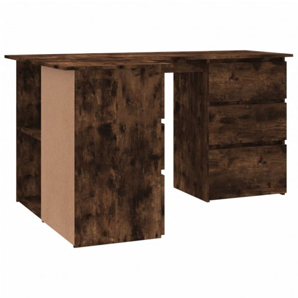 Bureau d'angle Chêne fumé 145x100x76 cm Bois d'ingénierie