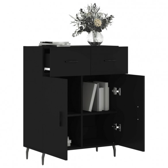 Buffet noir 69,5x34x90 cm bois d'ingénierie