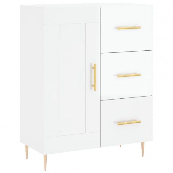 Buffet haut Blanc brillant 69,5x34x180 cm Bois d'ingénierie