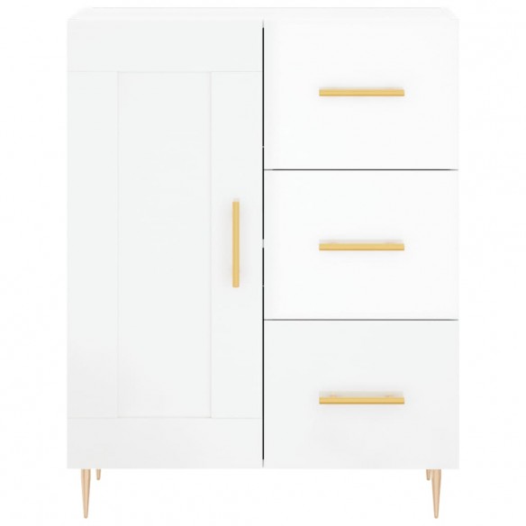 Buffet haut Blanc brillant 69,5x34x180 cm Bois d'ingénierie